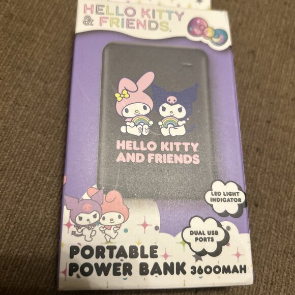 Hello Kitty & Friends Portable Power Bank 3600MAH Black Dual USB New In Box - Picture 3 of 11